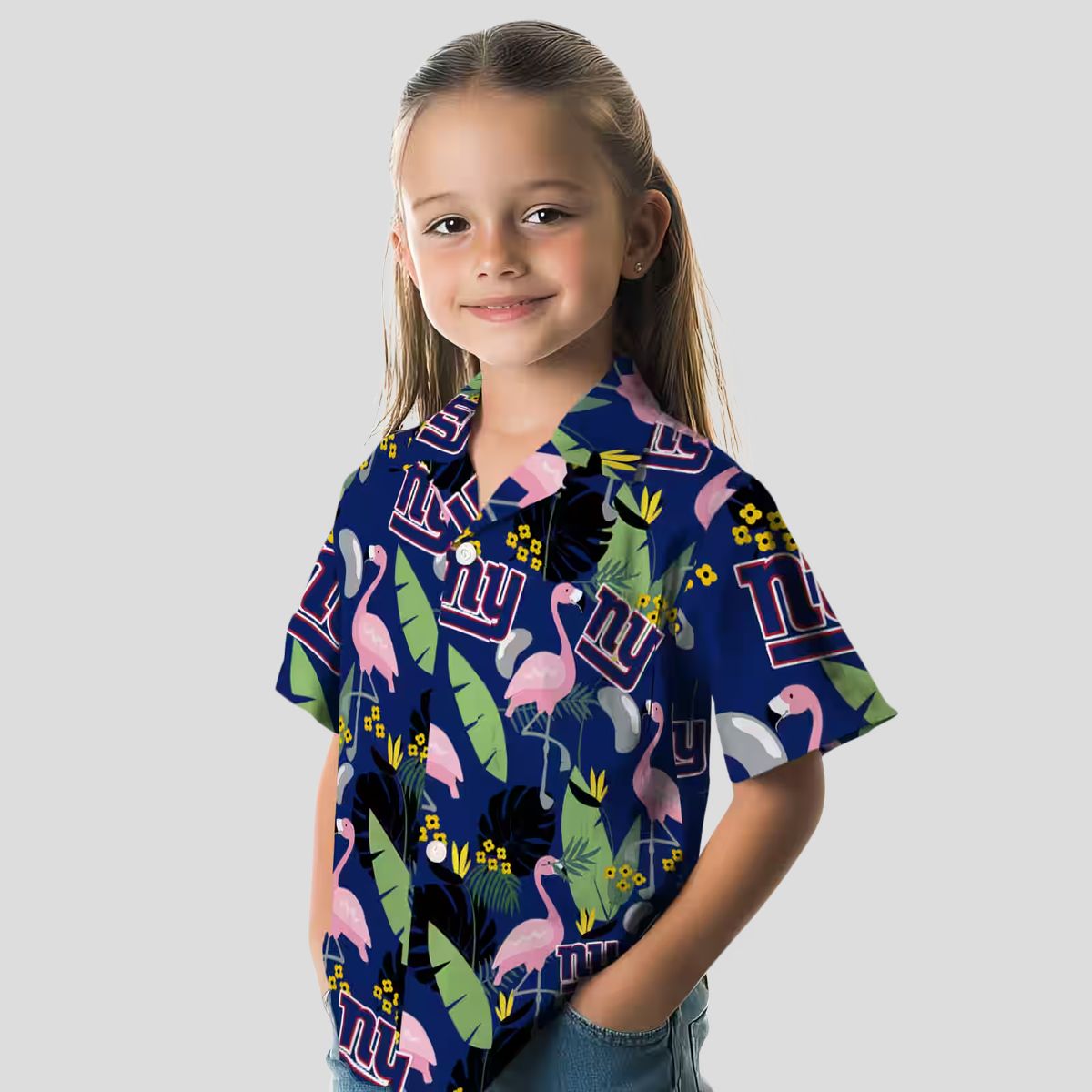 NFL New York Giants Aloha Flamingo Shirt, Tropical Blue Summer Vacation Wear