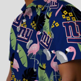 NFL New York Giants Aloha Flamingo Shirt, Tropical Blue Summer Vacation Wear