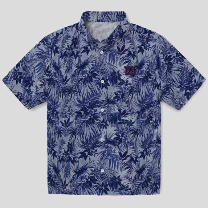 NFL New York Giants Aloha Hawaiian Shirt, Blue Leaf Pattern NFL Summer Wear