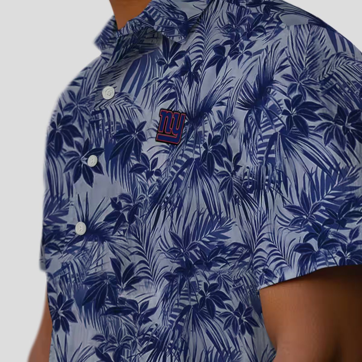 NFL New York Giants Aloha Hawaiian Shirt, Blue Leaf Pattern NFL Summer Wear