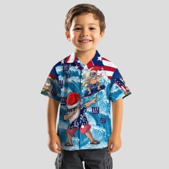NFL New York Giants Surfing Santa Aloha Shirt, Holiday Beach Party Hawaiian Outfit