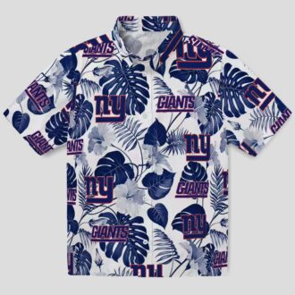 NFL New York Giants Tropical Hawaiian Shirt, Blue White Floral Vacation Apparel