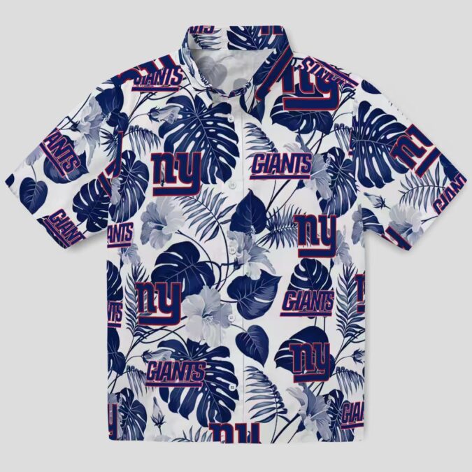 NFL New York Giants Tropical Hawaiian Shirt, Blue White Floral Vacation Apparel