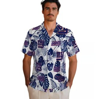 NFL New York Giants Tropical Hawaiian Shirt, Blue White Floral Vacation Apparel