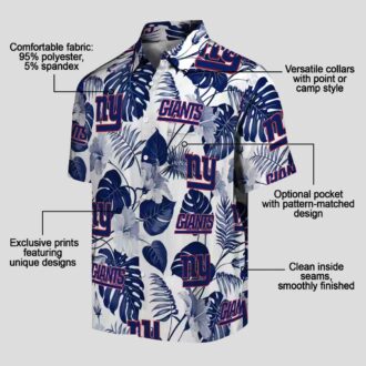 NFL New York Giants Tropical Hawaiian Shirt, Blue White Floral Vacation Apparel