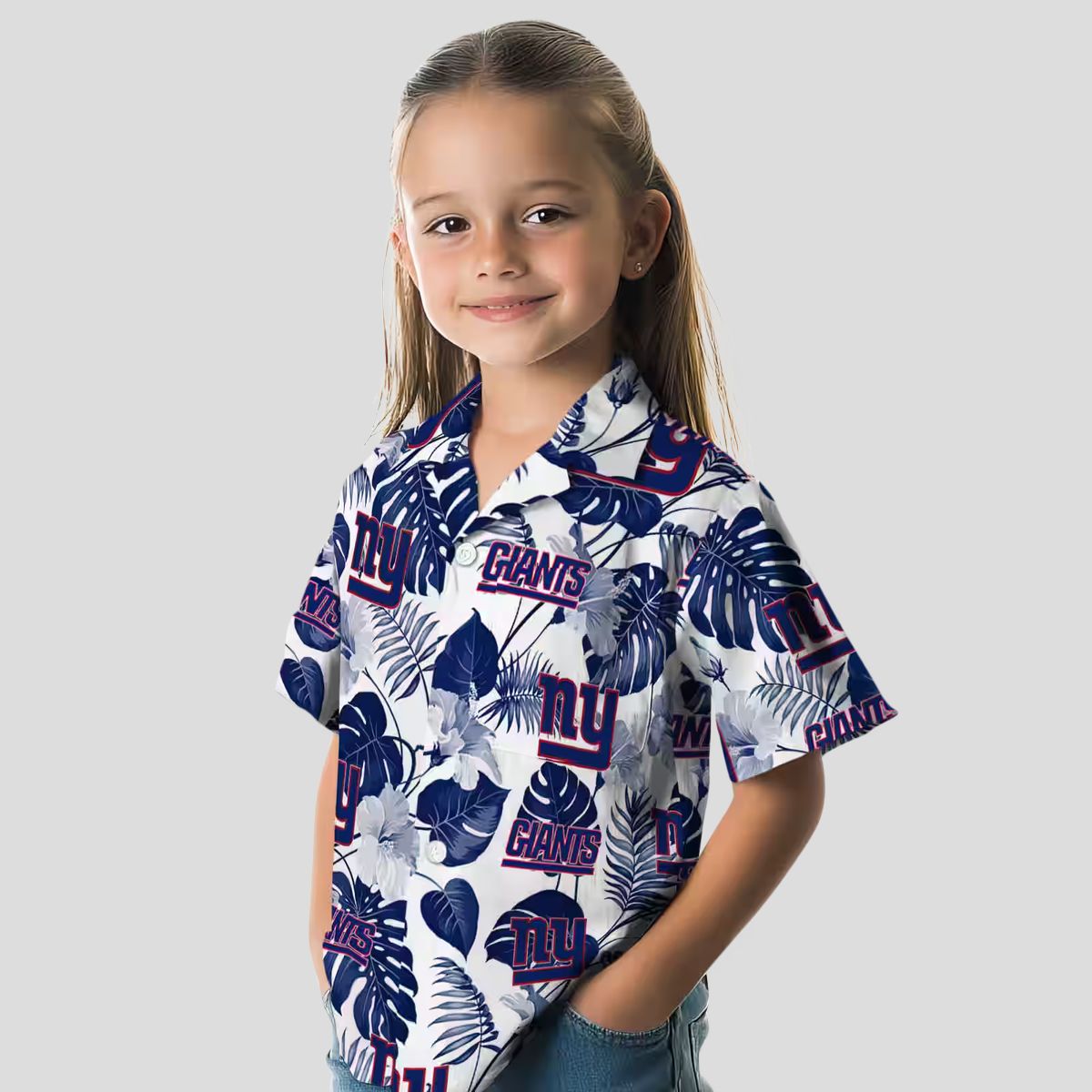 NFL New York Giants Tropical Hawaiian Shirt, Blue White Floral Vacation Apparel