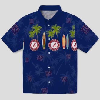Palm Blue New York Giants Aloha Hawaiian Shirt, Surfboard Beach NFL Fan Outfit