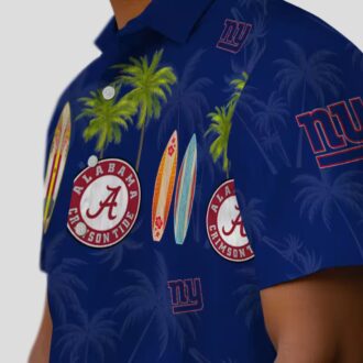 Palm Blue New York Giants Aloha Hawaiian Shirt, Surfboard Beach NFL Fan Outfit