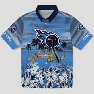 Custom NFL Tennessee Titans Hawaiian Shirt, Tropical Canoe Navy Style for Beach & Game Day