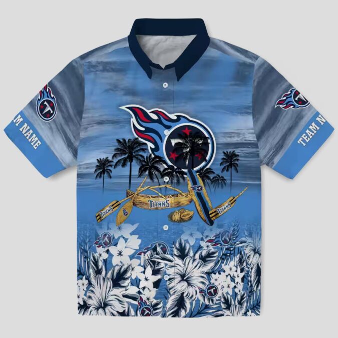Custom NFL Tennessee Titans Hawaiian Shirt, Tropical Canoe Navy Style for Beach & Game Day