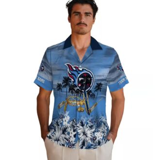Custom NFL Tennessee Titans Hawaiian Shirt, Tropical Canoe Navy Style for Beach & Game Day