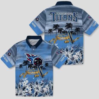 Custom NFL Tennessee Titans Hawaiian Shirt, Tropical Canoe Navy Style for Beach & Game Day