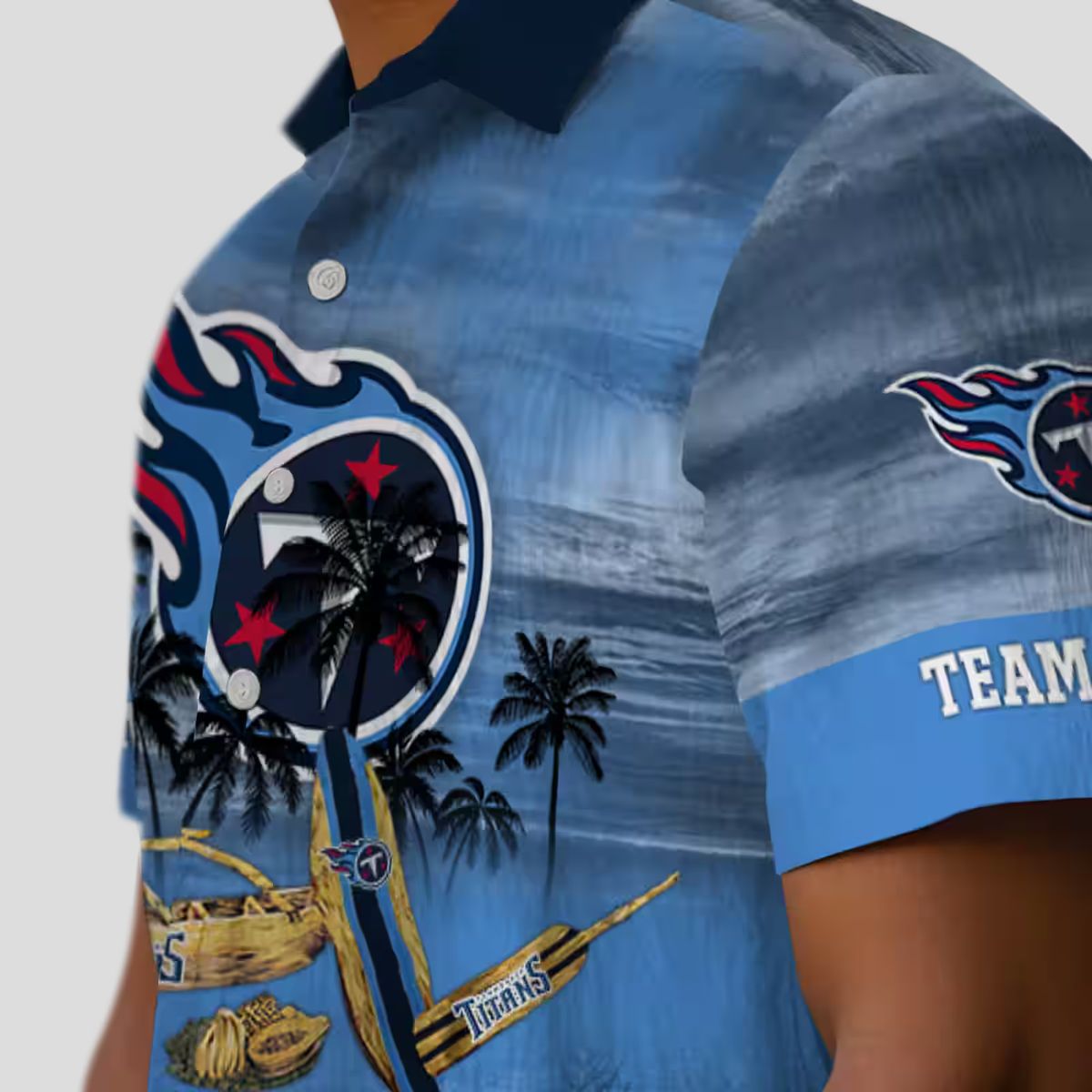 Custom NFL Tennessee Titans Hawaiian Shirt, Tropical Canoe Navy Style for Beach & Game Day