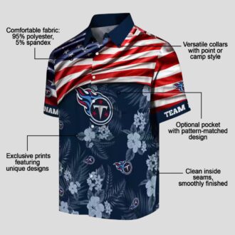Custom Tennessee Titans Hawaiian Shirt with US Flag & Hibiscus for NFL Supporters