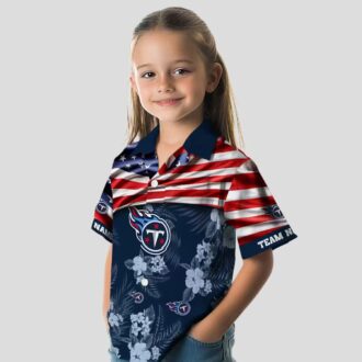 Custom Tennessee Titans Hawaiian Shirt with US Flag & Hibiscus for NFL Supporters