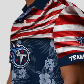 Custom Tennessee Titans Hawaiian Shirt with US Flag & Hibiscus for NFL Supporters