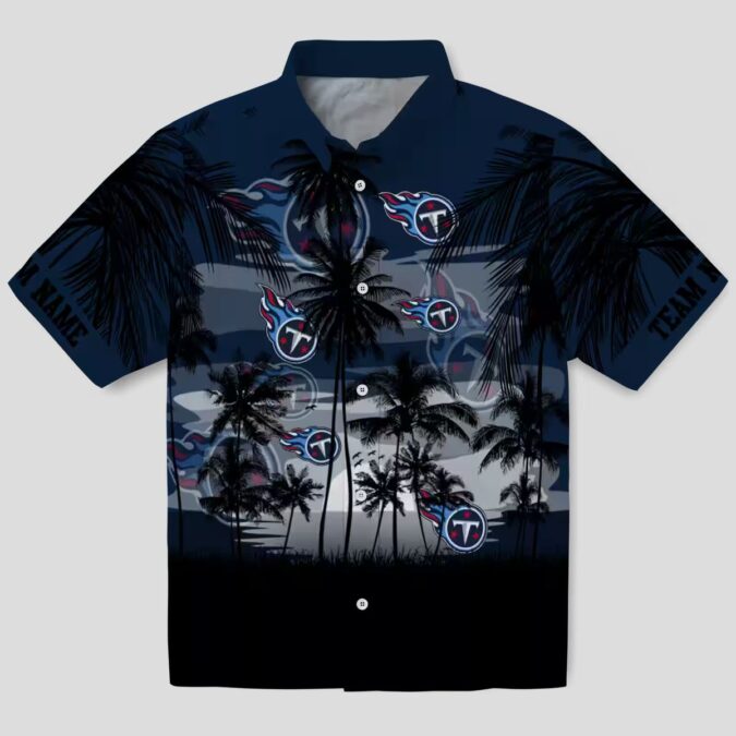 Custom Tennessee Titans Sunset Hawaiian Shirt, Navy Black Design for NFL Game Day