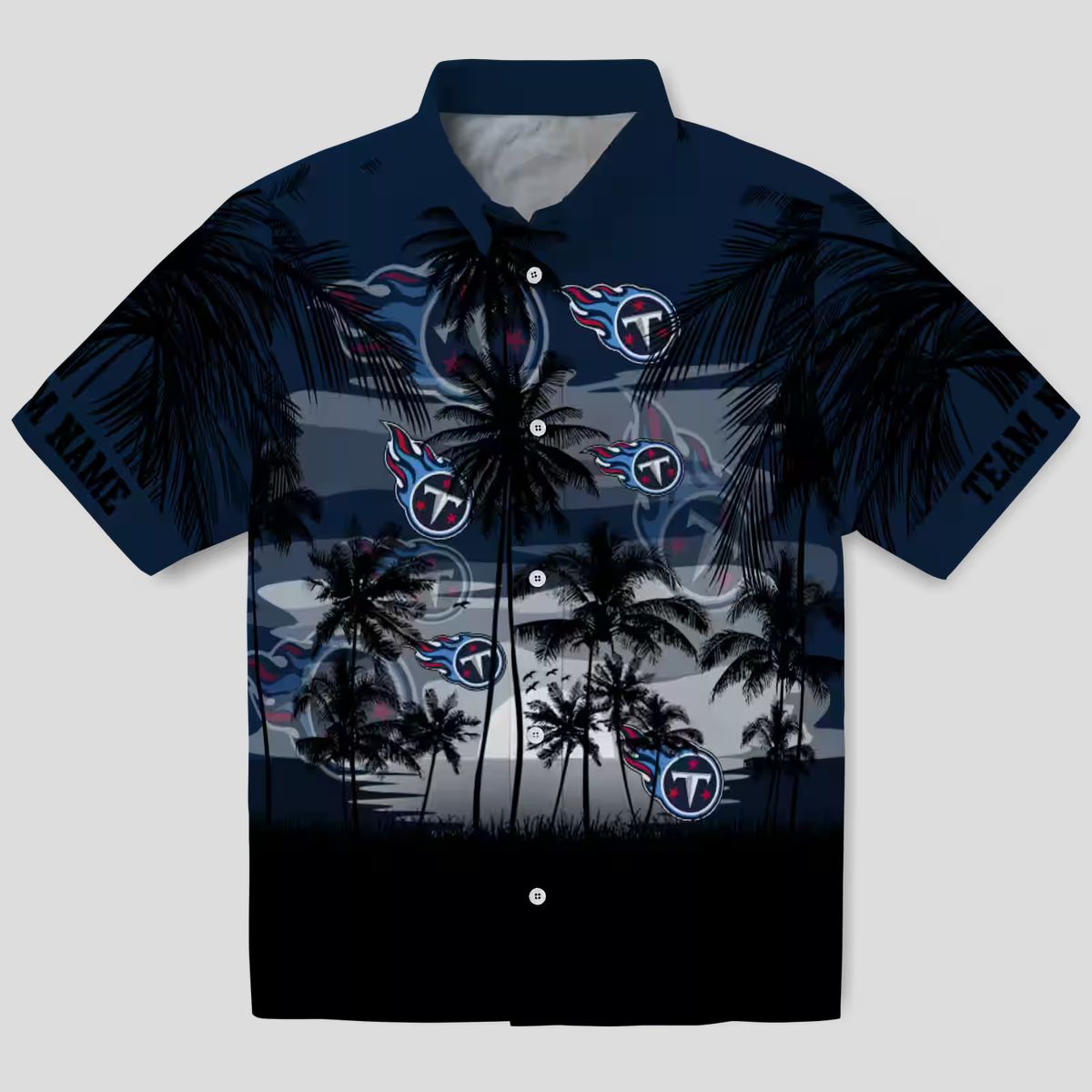 Custom Tennessee Titans Sunset Hawaiian Shirt, Navy Black Design for NFL Game Day