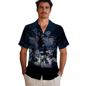 Custom Tennessee Titans Sunset Hawaiian Shirt, Navy Black Design for NFL Game Day