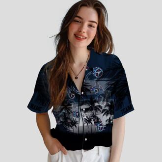 Custom Tennessee Titans Sunset Hawaiian Shirt, Navy Black Design for NFL Game Day
