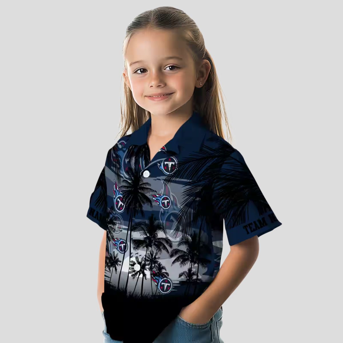 Custom Tennessee Titans Sunset Hawaiian Shirt, Navy Black Design for NFL Game Day