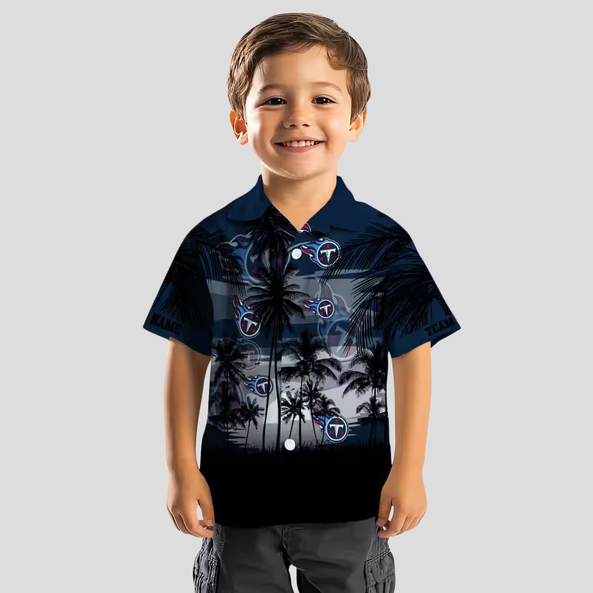 Custom Tennessee Titans Sunset Hawaiian Shirt, Navy Black Design for NFL Game Day