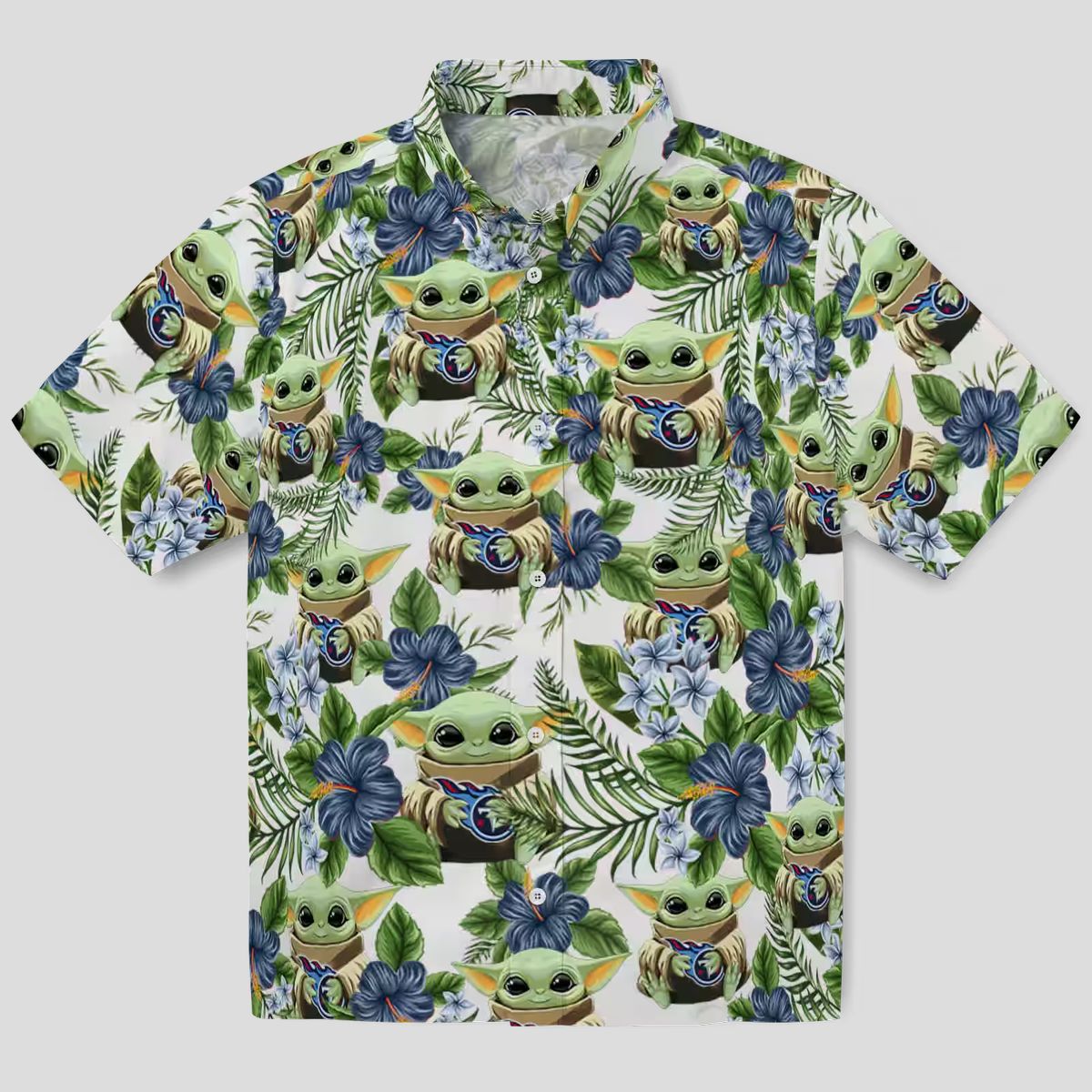 Exclusive Tennessee Titans Hawaiian Shirt, Yoda Green Tropical NFL Fan Apparel