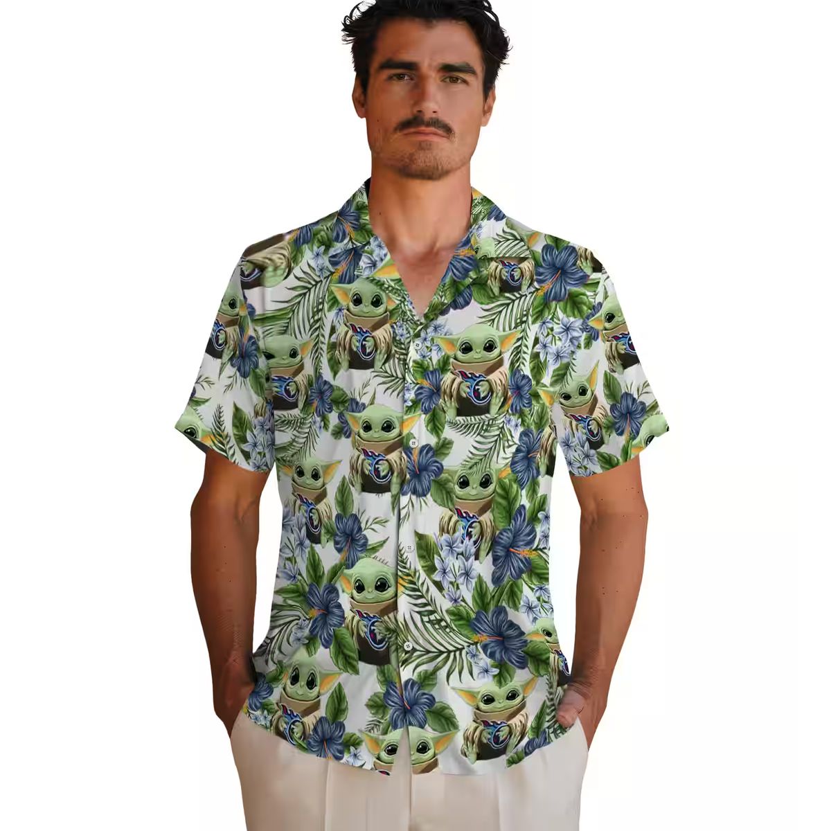 Exclusive Tennessee Titans Hawaiian Shirt, Yoda Green Tropical NFL Fan Apparel