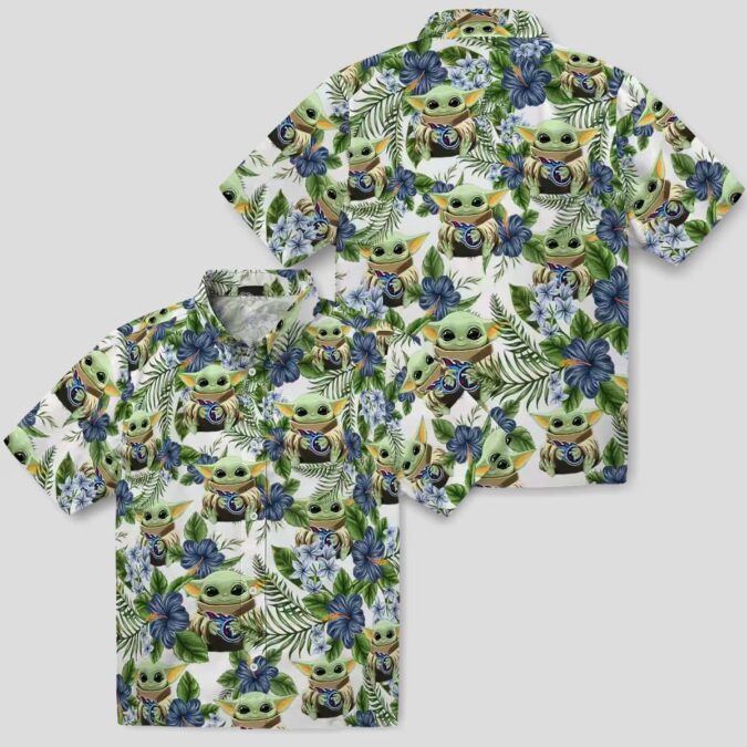 Exclusive Tennessee Titans Hawaiian Shirt, Yoda Green Tropical NFL Fan Apparel