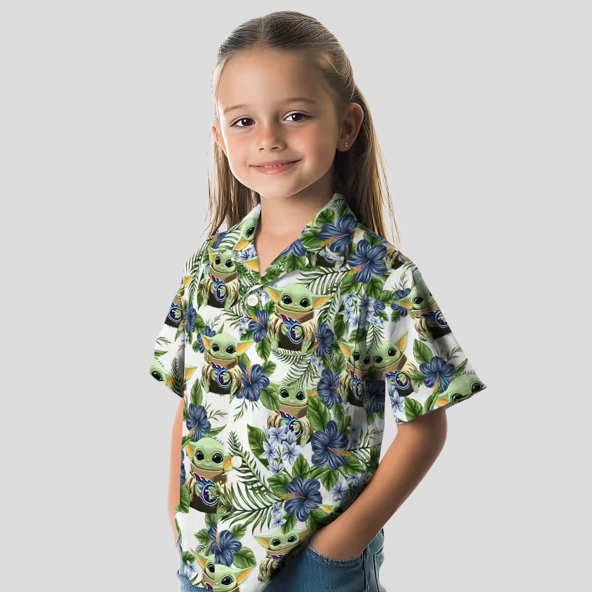 Exclusive Tennessee Titans Hawaiian Shirt, Yoda Green Tropical NFL Fan Apparel
