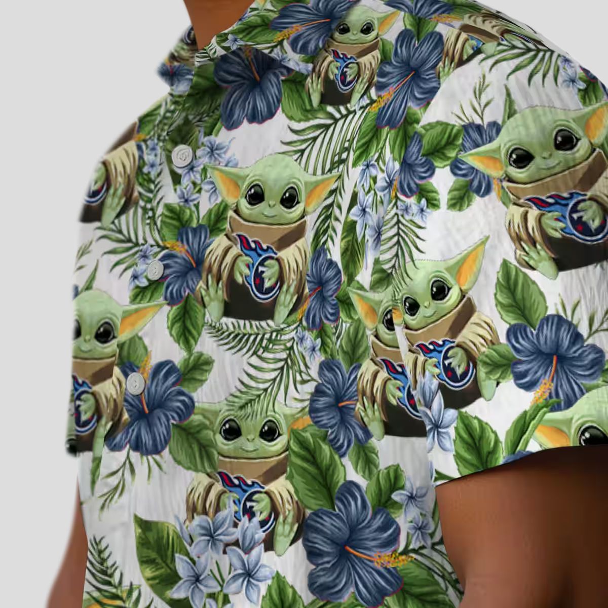Exclusive Tennessee Titans Hawaiian Shirt, Yoda Green Tropical NFL Fan Apparel