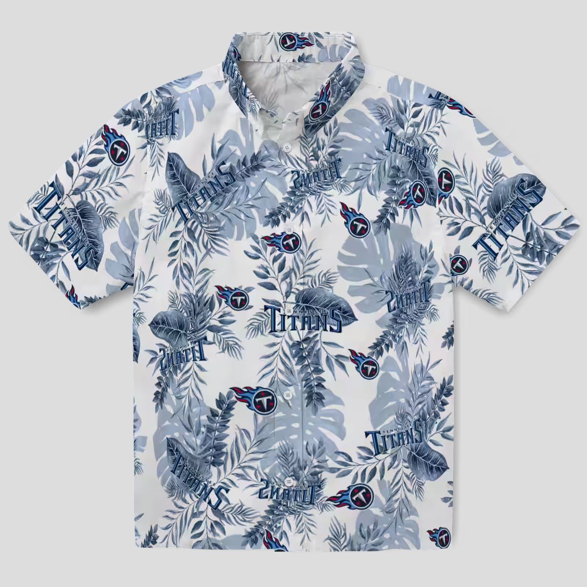 Exclusive Tennessee Titans Tropical Hawaiian Shirt, Navy White Leaves Design