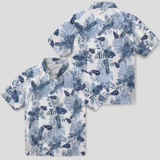 Exclusive Tennessee Titans Tropical Hawaiian Shirt, Navy White Leaves Design