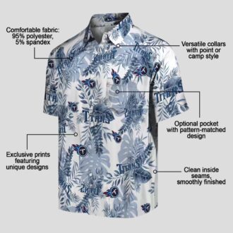 Exclusive Tennessee Titans Tropical Hawaiian Shirt, Navy White Leaves Design