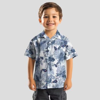 Exclusive Tennessee Titans Tropical Hawaiian Shirt, Navy White Leaves Design