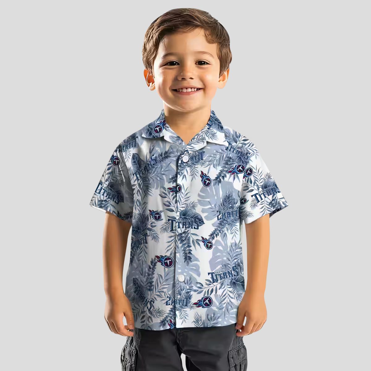Exclusive Tennessee Titans Tropical Hawaiian Shirt, Navy White Leaves Design