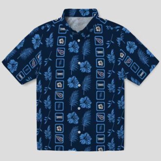 Floral Navy Hawaiian Shirt with Tennessee Titans Logo, Aloha Design for NFL Fans