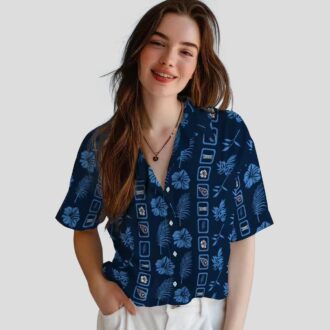 Floral Navy Hawaiian Shirt with Tennessee Titans Logo, Aloha Design for NFL Fans