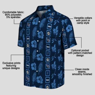Floral Navy Hawaiian Shirt with Tennessee Titans Logo, Aloha Design for NFL Fans