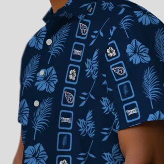 Floral Navy Hawaiian Shirt with Tennessee Titans Logo, Aloha Design for NFL Fans