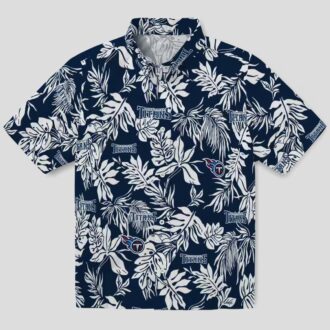 Navy White Tennessee Titans NFL Hawaiian Shirt, Tropical Leaf Print for Game Day