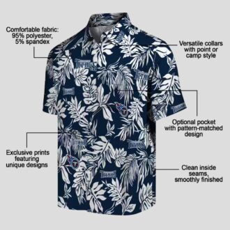 Navy White Tennessee Titans NFL Hawaiian Shirt, Tropical Leaf Print for Game Day