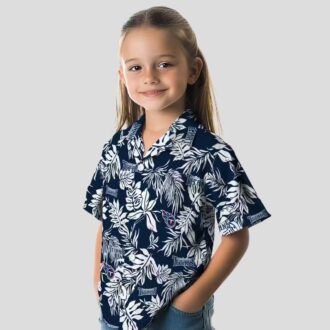 Navy White Tennessee Titans NFL Hawaiian Shirt, Tropical Leaf Print for Game Day