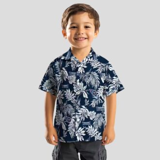 Navy White Tennessee Titans NFL Hawaiian Shirt, Tropical Leaf Print for Game Day