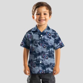 NFL Fans Tennessee Titans Hawaiian Shirt, Navy Coastal Palms for Summer Beach Vibes