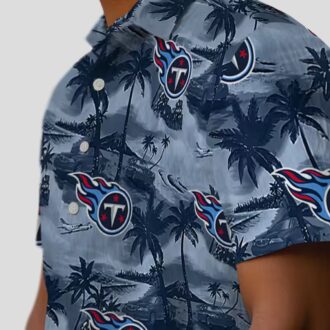 NFL Fans Tennessee Titans Hawaiian Shirt, Navy Coastal Palms for Summer Beach Vibes