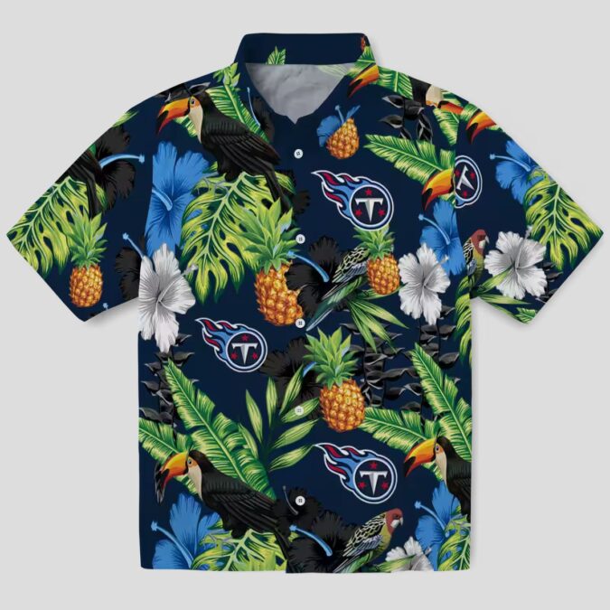 NFL Tennessee Titans Hawaiian Shirt, Toucan Hibiscus Pineapple Design for Summer Beach Fun