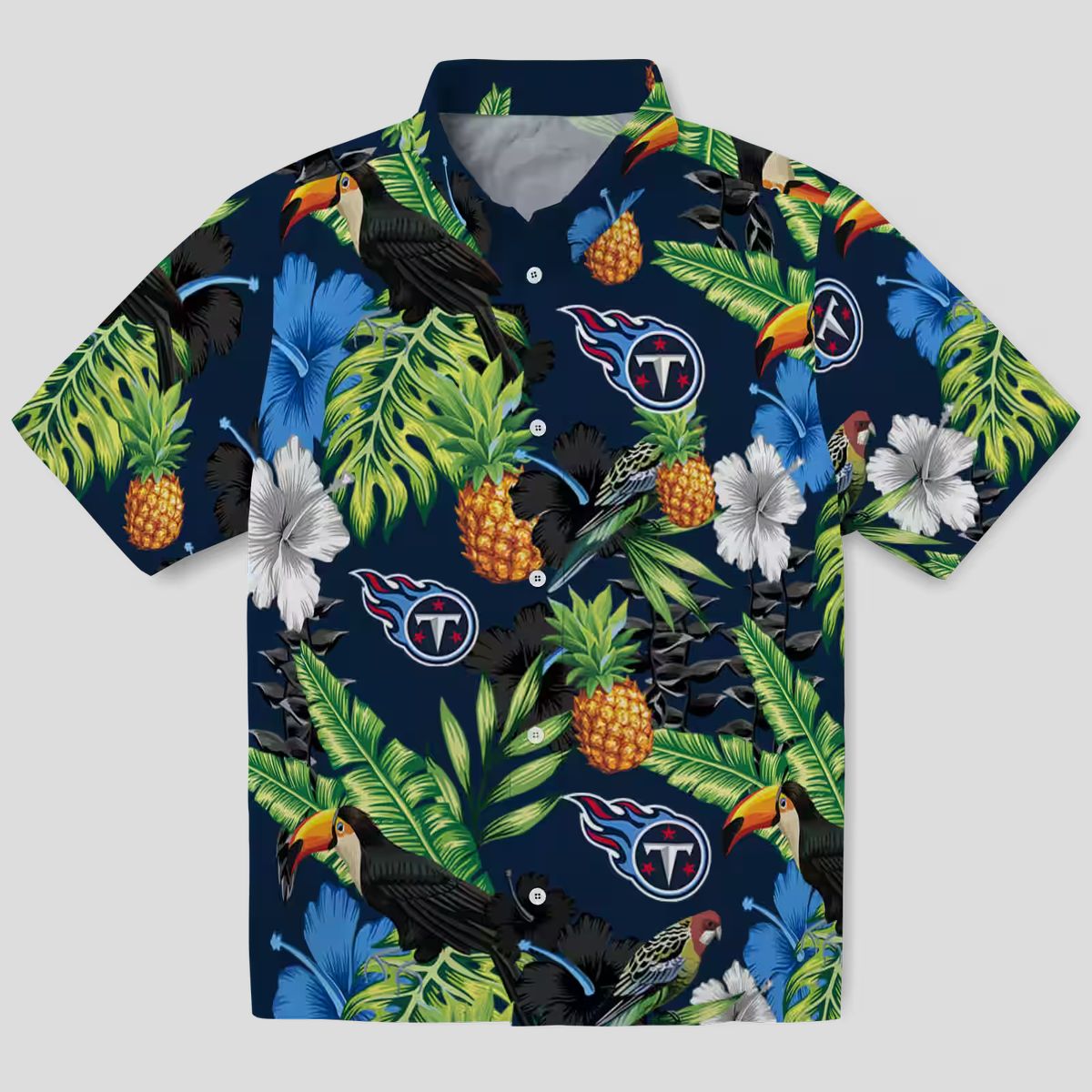 NFL Tennessee Titans Hawaiian Shirt, Toucan Hibiscus Pineapple Design for Summer Beach Fun