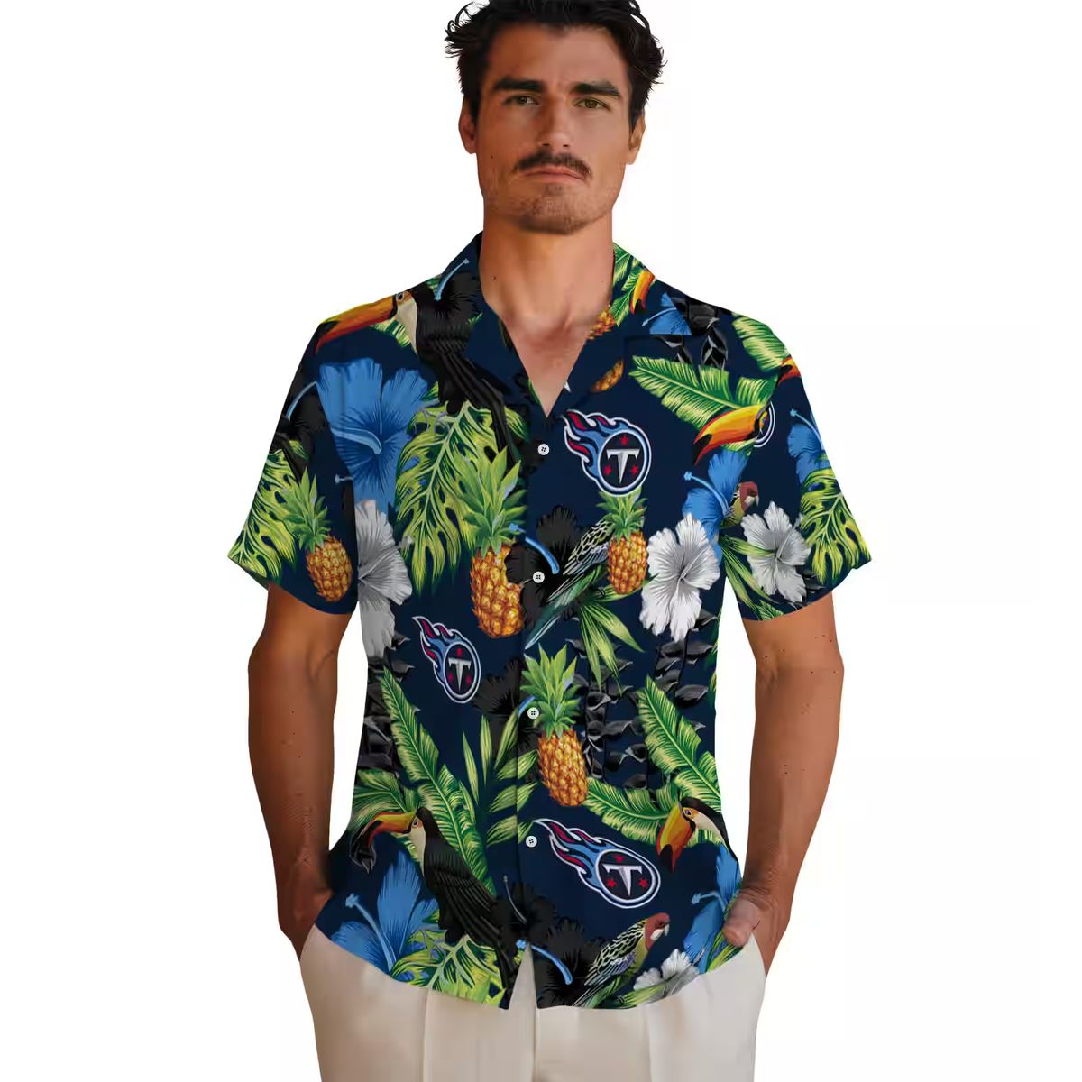NFL Tennessee Titans Hawaiian Shirt, Toucan Hibiscus Pineapple Design for Summer Beach Fun