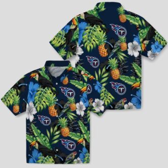 NFL Tennessee Titans Hawaiian Shirt, Toucan Hibiscus Pineapple Design for Summer Beach Fun